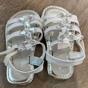 Laura Ashley White Jeweled baby Sandals size 6
